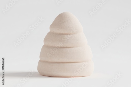 Light beige, textured beauty sponge.  A tapered, layered design photo