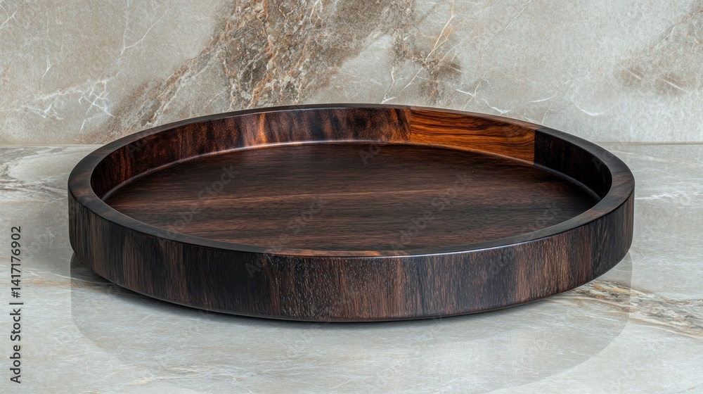 Fototapeta premium Elegant Dark Walnut Wood Serving Tray