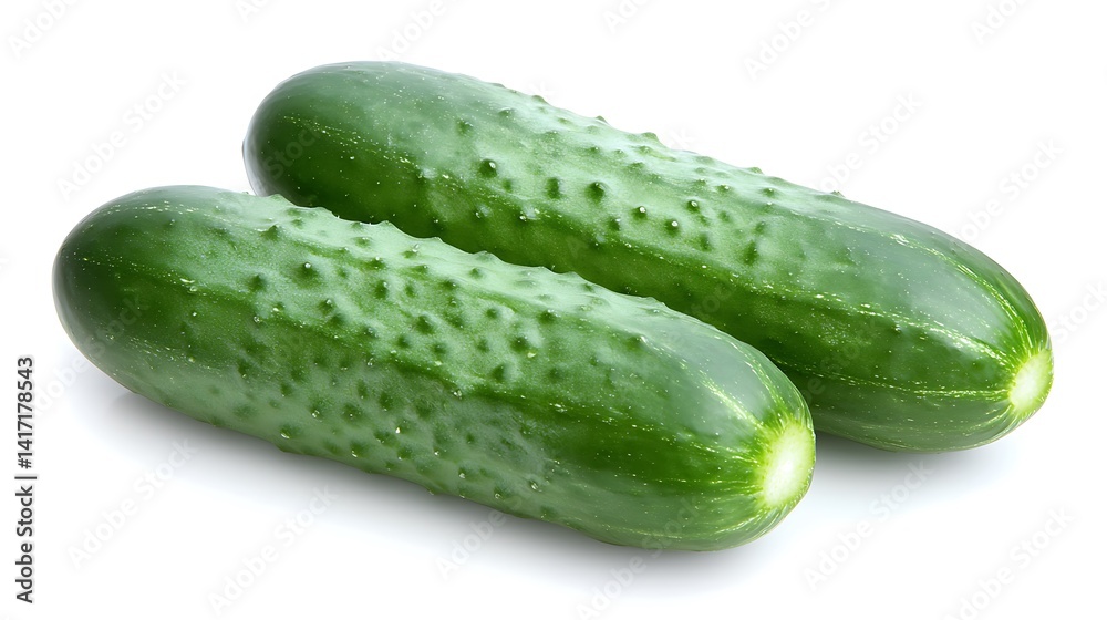 Fresh Green Cucumbers Isolated on White Background for Culinary Use Fresh Green Cucumbers Isolated on White Background for Culinary Use