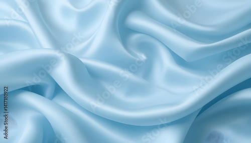Elegant Light Blue Satin Fabric Texture Smooth, Luxurious Drape