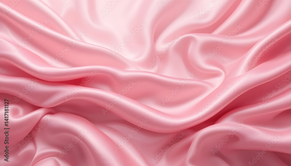 Fototapeta premium Elegant Draped Pink Satin Fabric Texture Background
