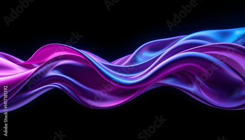 Abstract Purple and Blue Fabric Waves Dynamic 3D Render