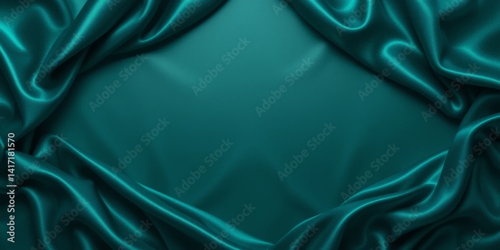 Fototapeta premium Teal Silk Drape with Central Empty Space