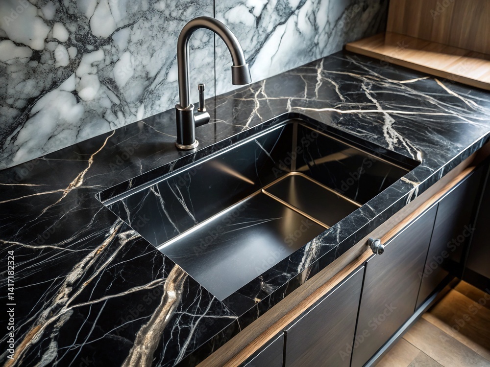 Black Marble Kitchen Sink - Modern Design