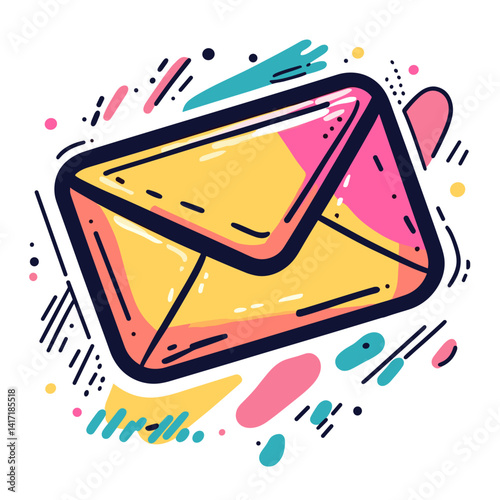 Colorful envelope illustration for communication, correspondence, and digital marketing concept