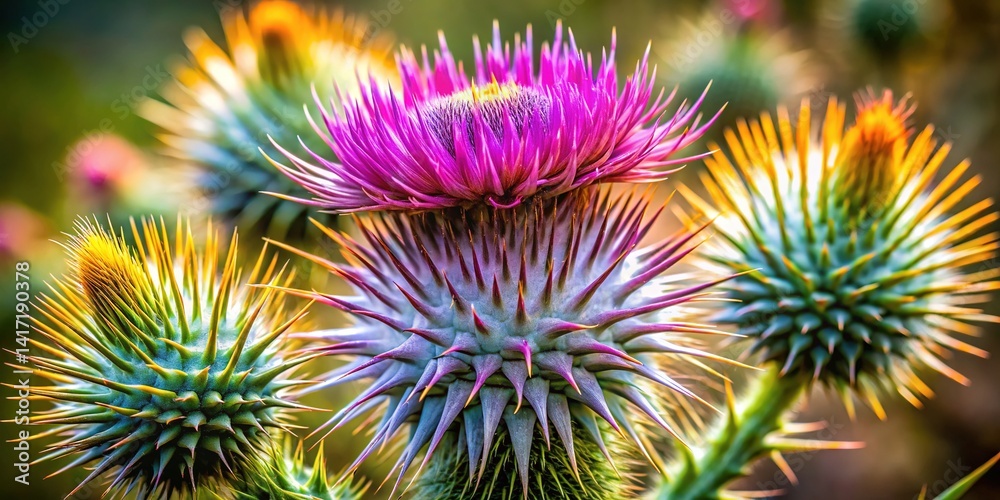 Spiny Thistle Flower Closeup - Onopordon acanthium Spiny Thistle Flower Closeup - Onopordon acanthium