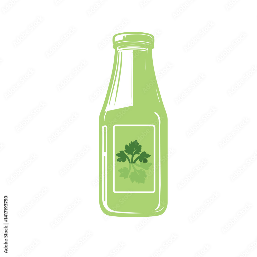 Fresh Celery Juice Bottle – Healthy Organic Drink, Detox Beverage, Green Juice on White Background