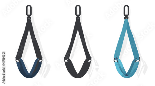 Three Adjustable Straps in Dark Blue, Black, and Teal