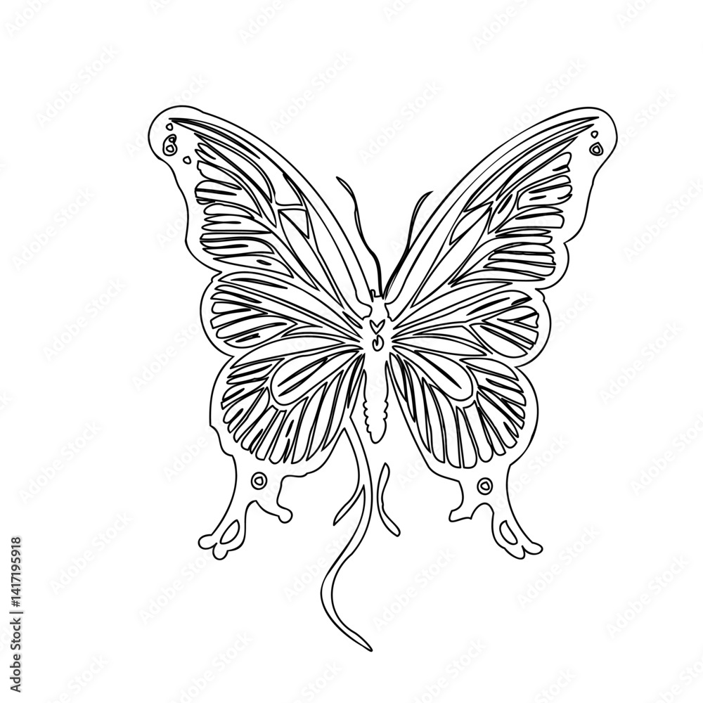 Monochrome Butterfly Line Art Design Element Monochrome Butterfly Line Art Design Element
