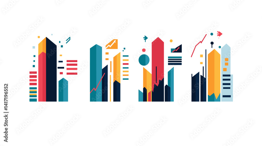 Colorful Abstract Charts and Graphs Data Visualization Colorful Abstract Charts and Graphs Data Visualization