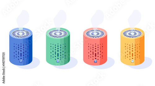 Four Pastel-Colored Cylinder Diffusers on White Background