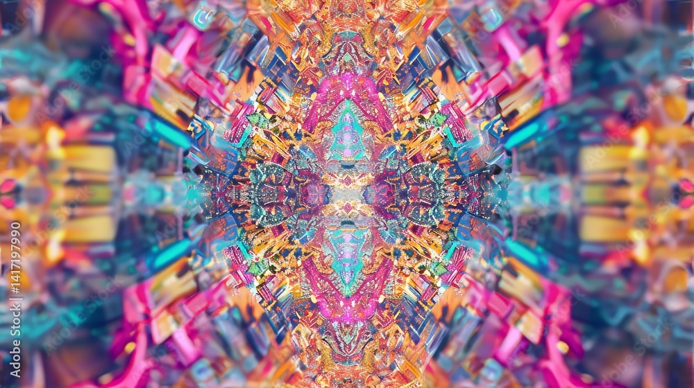 Fototapeta premium Colorful kaleidoscope mandala fractal pattern background