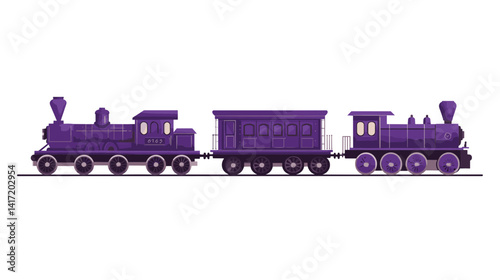 Purple Pixel Art Steam Train on Tracks