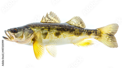 High-quality image of a beautiful walleye fish isolated on white background