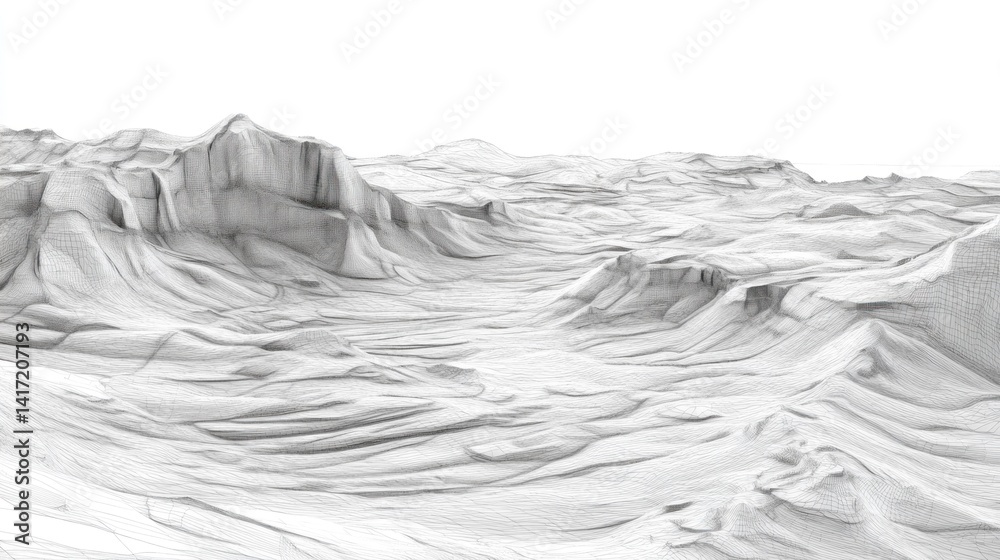 Obraz premium Monochromatic, sculpted landscape of a barren, alien terrain.