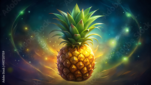 pineapple on black background