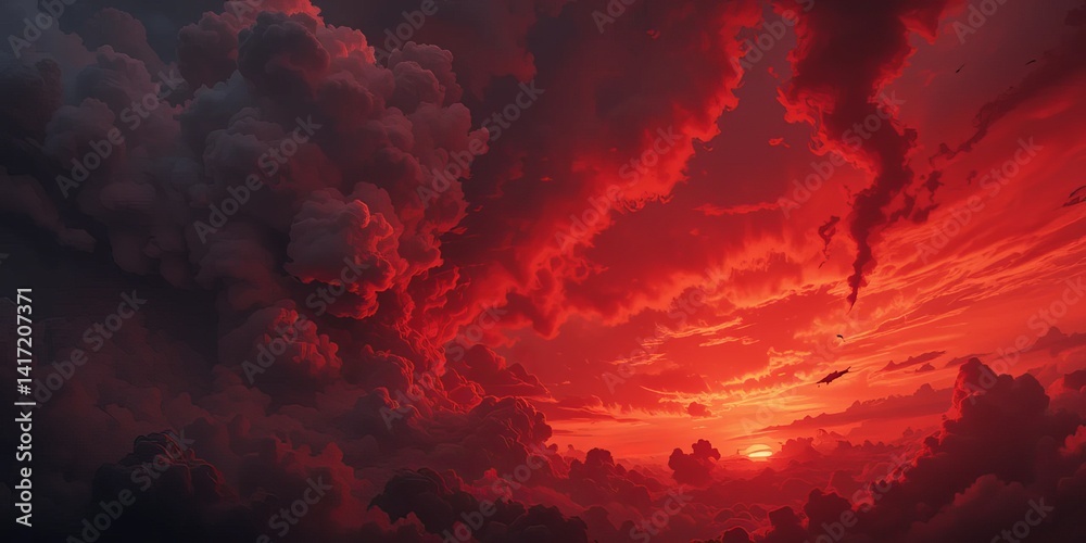 Naklejka premium Fiery Sunset Sky