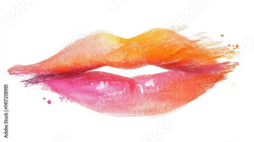 Kissing lips isolated on white background. illustration
