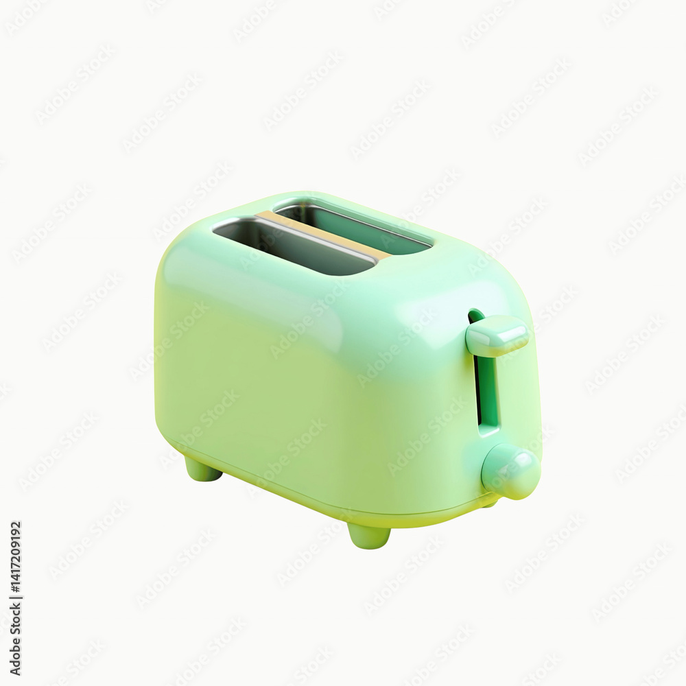Title: 3D Cartoon Mint Green Toaster whih Bread Title: 3D Cartoon Mint Green Toaster whih Bread