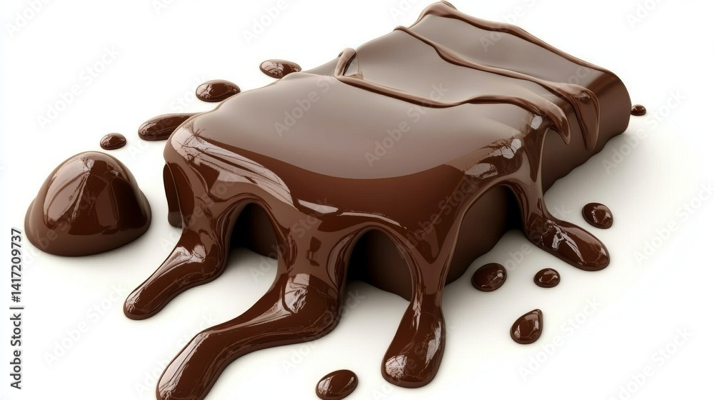 The 3D illustration showcases an abstract chocolate background, highlighting melted chocolate sauce and splashes The 3D illustration showcases an abstract chocolate background, highlighting melted chocolate sauce and splashes