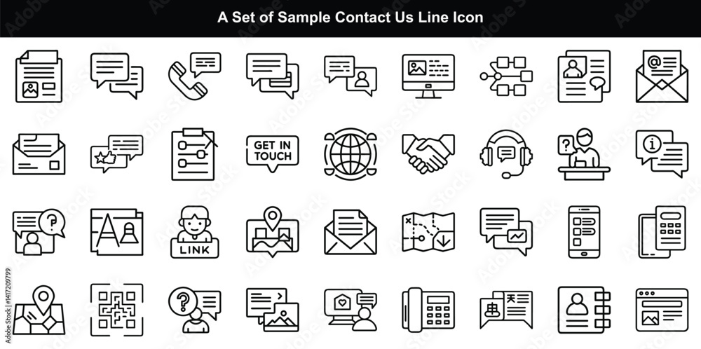 Contact Us Icon Vector Set, Connect Support Symbol Graphics Contact Us Icon Vector Set, Connect Support Symbol Graphics