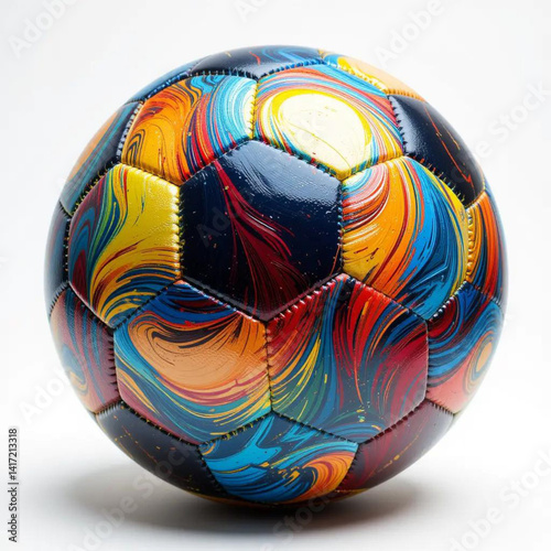 Vibrant Colorful Football on White Background