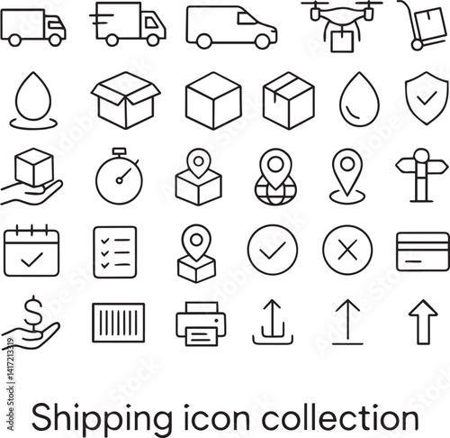 Delivery line icons set. Shipping icon collection.