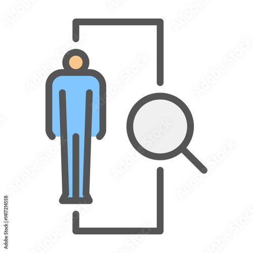 self analysis filled outline icon. introspection color line illustration.