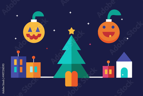 vector illustration of a halloween night