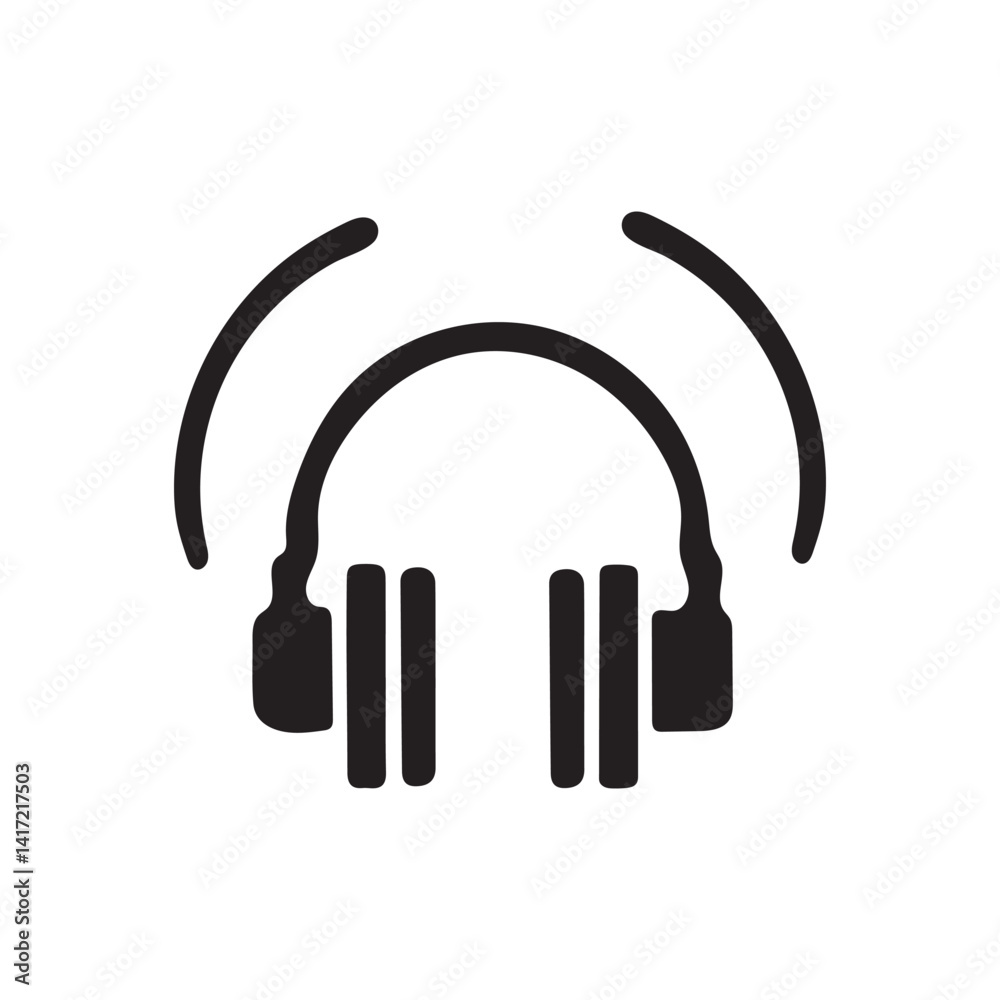 Headphones icon on a metal internet button with a vector design