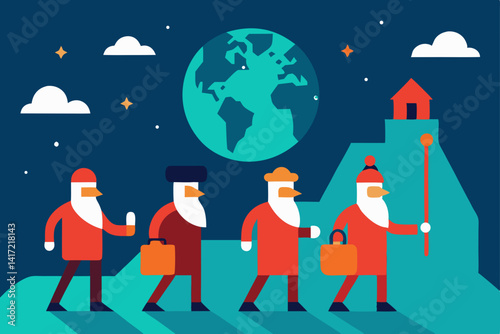 santa claus with christmas tree
