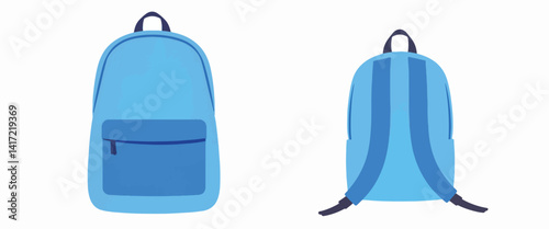 Stylish blue backpack illustration on white background, design simplicity