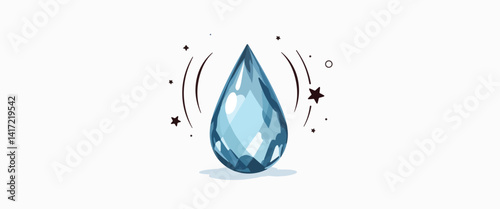 Teardrop-shaped crystal radiating sound waves in cosmic space, vibration