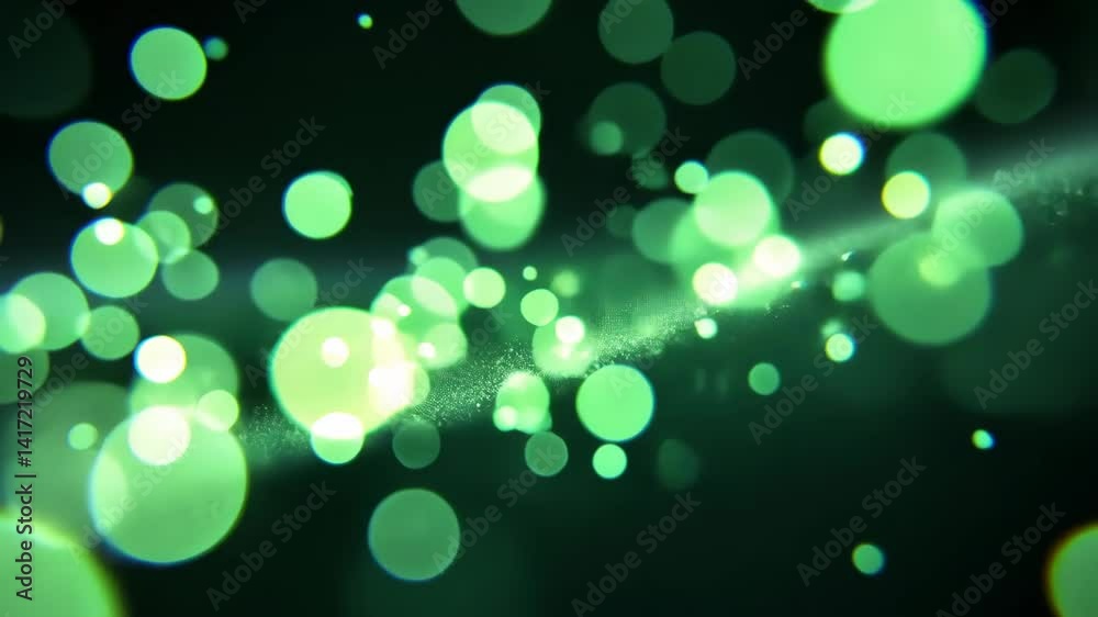 Lime green bokeh lights and blurry glitter sparkle on dark background, abstract festive and party vibe with soft glow and vibrant color