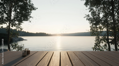 Tranquil virtual lake scene for mental wellness application