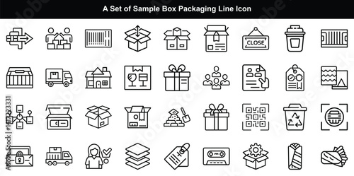Box Packaging Icon Vector Set, Delivery Shipping Symbol Graphics