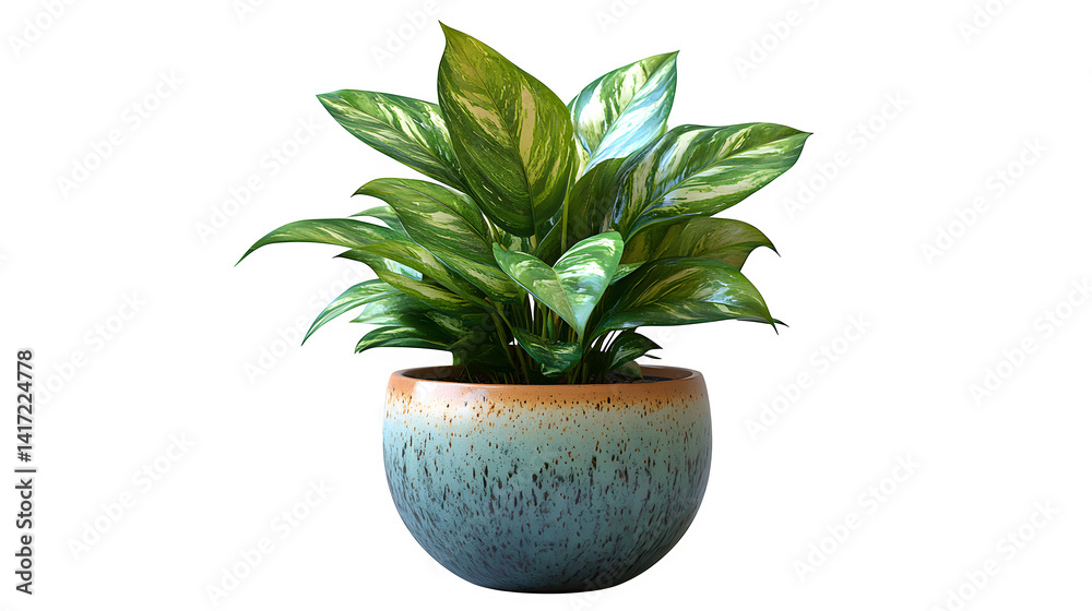 Obraz premium Indoor decorative plant in a ceramic pot, HD and stylish, isolated on white background