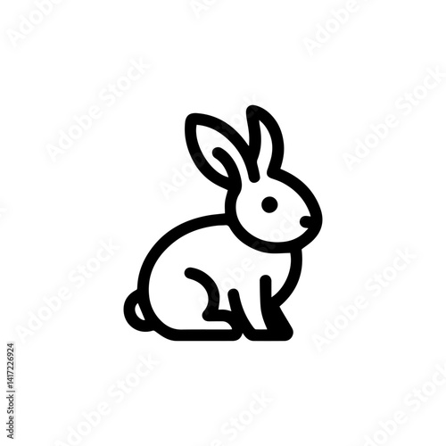 Minimalist Rabbit Icon: A simple, elegant line drawing of a rabbit within a circular frame, exuding a sense of charm and simplicity. This image is perfect for any design.