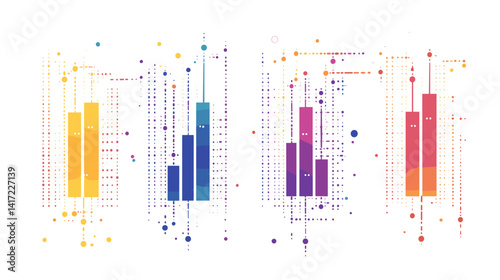 Abstract Cityscape Data Visualization with Colorful Geometric Patterns