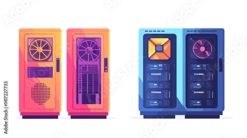 Colorful Pixel Art Servers Illustration