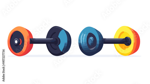 Colorful Pixel Art Dumbbells Isometric Illustration