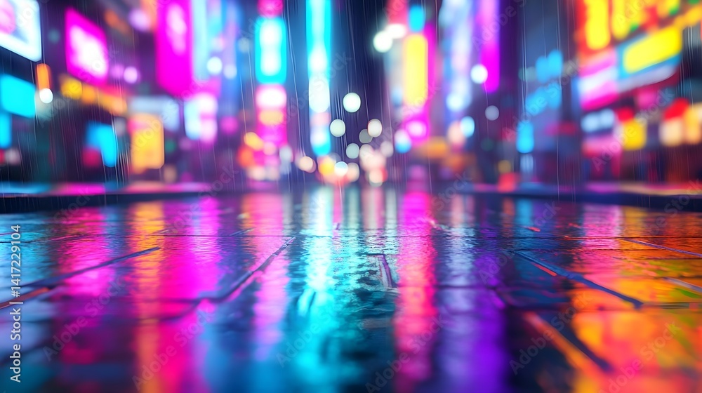 Neon Rain Cityscape Reflection - Cyberpunk/Synthwave aesthetics Neon Rain Cityscape Reflection - Cyberpunk/Synthwave aesthetics