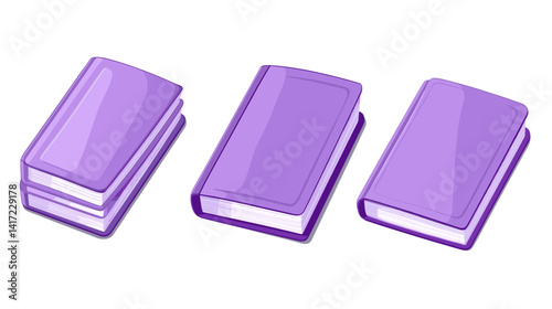Three Lilac Books Isometric Illustration