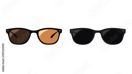 Two Pairs of Sunglasses: Brown and Black Pixel Art Illustration