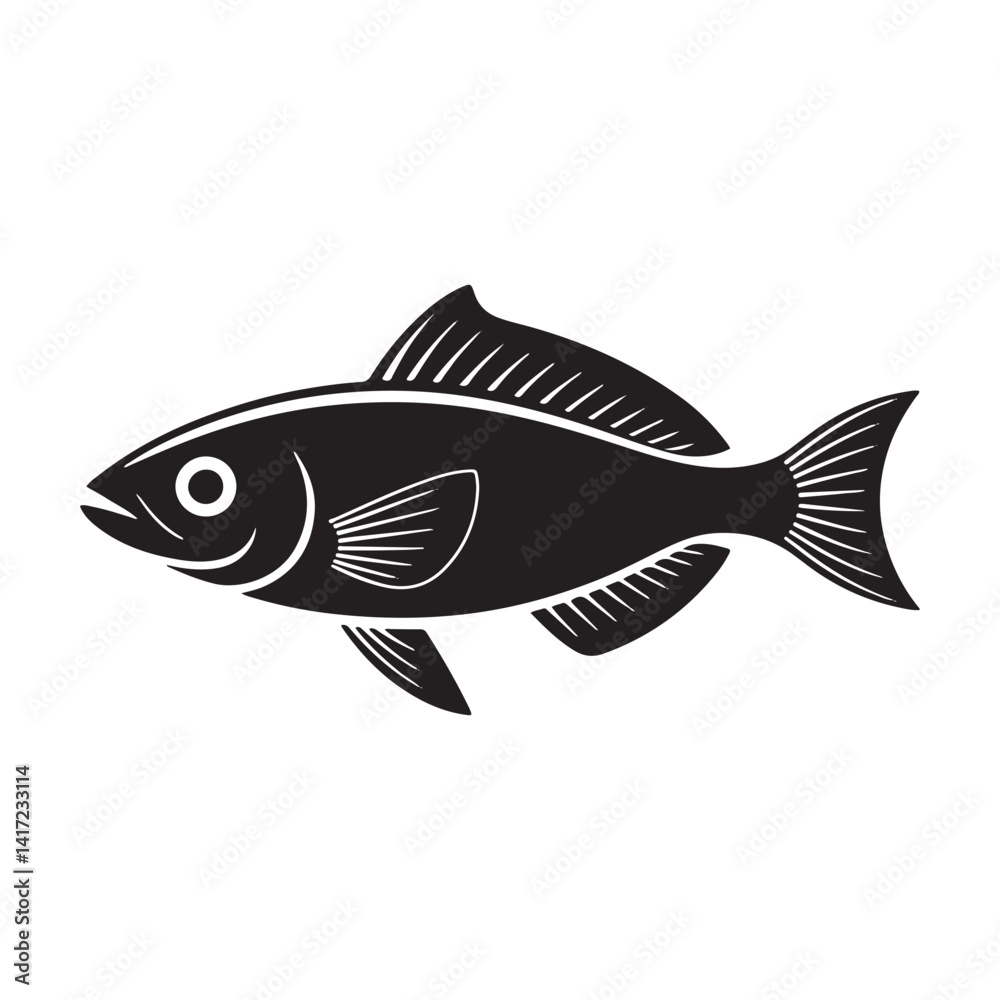 Naklejka premium Fish icon vector black silhouette. Fish icons. Vector illustration eps 10