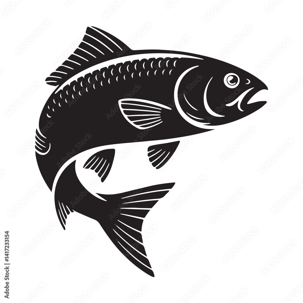 Fototapeta premium Fish icon vector black silhouette. Fish icons. Vector illustration eps 10