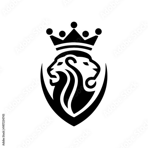 Royal heraldic lions. Black silhouette of rampant lion and griffins for logo or coat of arms. Premium wild animal crest symbols.