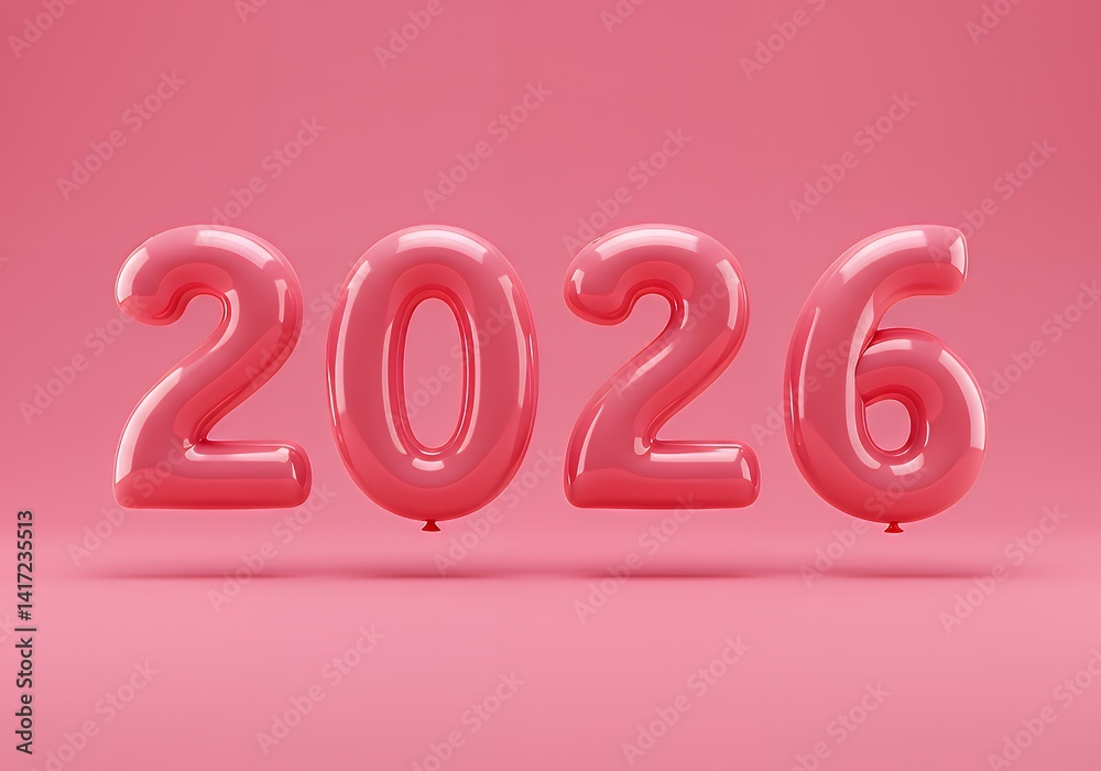 Pink balloon year two thousand twenty six new year celebration happy new year party decorations background Pink balloon year two thousand twenty six new year celebration happy new year party decorations background
