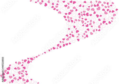 ハート柄の背景 桃色系の3色 フチと単色 ハート