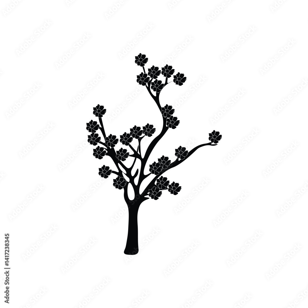 Fototapeta premium Flower silhouette with vector